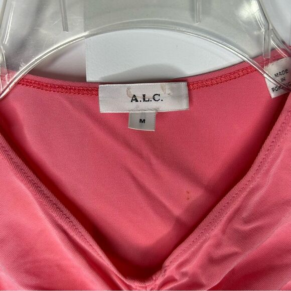 A.L.C. Adley Ruched Pink Coral Sleeveless Tank Size Medium Stretchy Summer - Picture 3 of 5